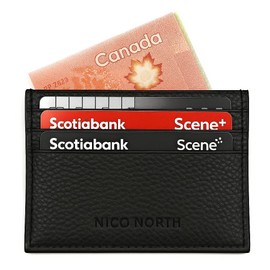 Nico North Leather Mens 7 Pockets Cardholder Wallet RFID Blocking Slim Minimalist - Thin & Stylish (Onyx Black)