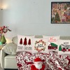 Pack of 4 Christmas Cushion Covers, Linen Decorative Cushion Covers,