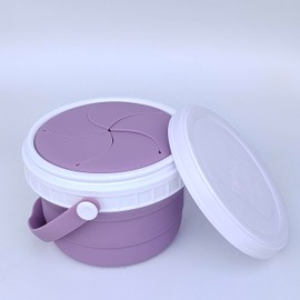 Tegion No Spill Silicone Toddler Snack Containers, Detachable Silicone Flap for Filling&Cleaning, Crumb-Free Hard Plastic Screw Travel Lid, Ultra-Soft for Baby Kids Hand In-Out, Snack Cup Holder 12 oz