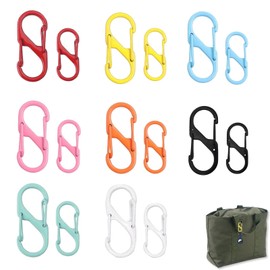 16PCS Zipper Lock Anti Theft S Clips Colorful Zipper Lock Clips,Theft Deterrent Dual Opening Zipper Clips with Quick Disconnect Carabiner for Luggage and Backpacks - Small Carabiner Keyring Clip