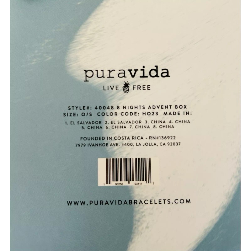Pura Vida 8 Night Advent Calendar Sealed NIB! Blue Friendship