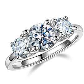 MOOSEA Moissanite Promise Rings for Her, 2ct Brilliant D Color VVS1 Clarity Lab Created Diamond Wedding Rings 14K White Gold Vermeil Moissanite Engagement Rings for Women Gifts
