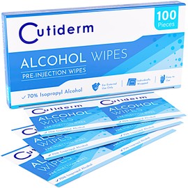 Cutiderm Pre-Injection Alcohol Wipes/Swabs Box of 100 Sachets