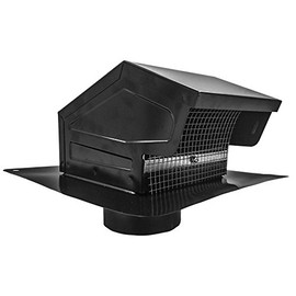 Builder's Best 084635 Galvanized Steel Roof Vent Cap with Damper & Removable Screen, 4" Diameter Collar, Black (Discontinued)