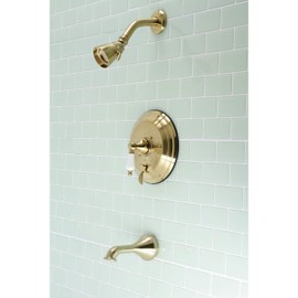 Kingston Brass KB36370PL Restoration Tub and Shower Faucet, 7.13 x 7.5 x 4.94, Brushed Brass