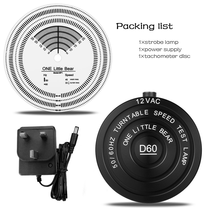 Nobsound D60 50/60Hz Stroboscopic Speed Strobe Light & Tachometer Disc