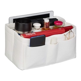 Relaxdays, Felt, Many Compartments, Handbag Organiser, Storage Bag, Portable, Removable, Size L, White