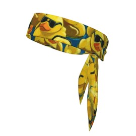YZDPLO Sports Head Tie Rubber Duck Painting Tie Sweatband Headband Men Women Elastic Bandana Adjustable Non-Slip Moisture Wicking for Running Football Yoga Workout Athletic Hair Ninja Head Band