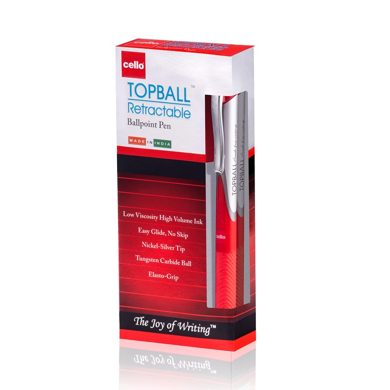 Cello Topball Grip Retractable Ballpoint Pens | Medium Point (1.0