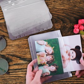 A6 Binder Pockets, 24 Pieces, 6 Holes Zip Folders, Transparent Loose Leaf Pockets, Waterproof Money Envelopes, for Holding Documents, Notebooks, Cards