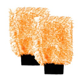 Hbxdeco 2PCS Car Wash Mitt, 11"×8" Cyclone Microfiber Cleaning Mitt for Cars, Scratch-Free & Lint-Free, Double Sided Automotive Washing Gloves, Universal Auto Cleaning Supplies (Orange+White)