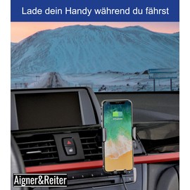 Handyhalterung Auto mit Ladefunktion | KFZ Wireless Charger | Handy Ladegerät für alle Smartphone mit Qi Standard | das ideale Auto Zubehör mit Halterung an der Lüftung