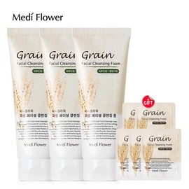 Mediflower 메디플라워 곡물 페이셜 클렌징 폼 150mlx3개+곡물 파우치 5매 Mediflower Grain Facial Cleansing Foam 150ml x 3 + Grain Pouch 5 Sheets