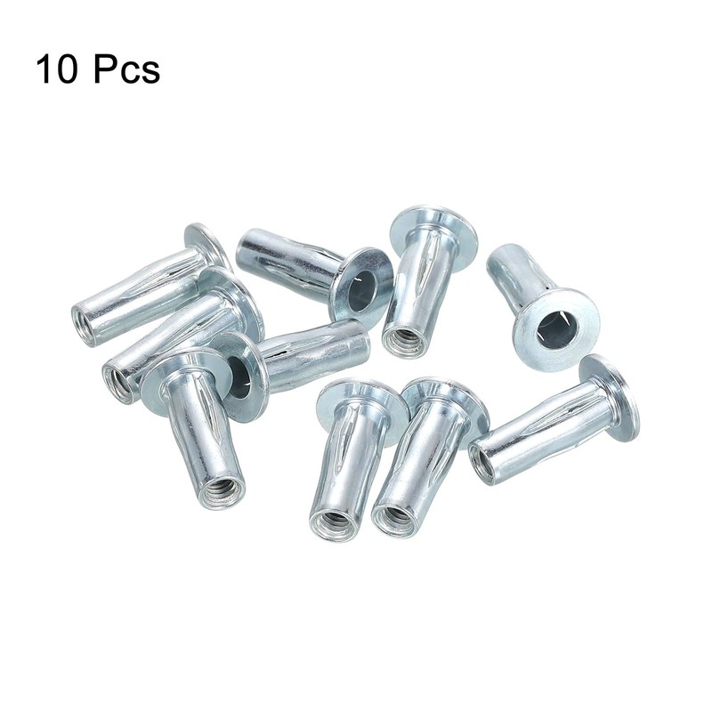 sourcing map M4 Multi-Grip Rivet Nuts, 10pcs Pre-Bulbed Shank Flat