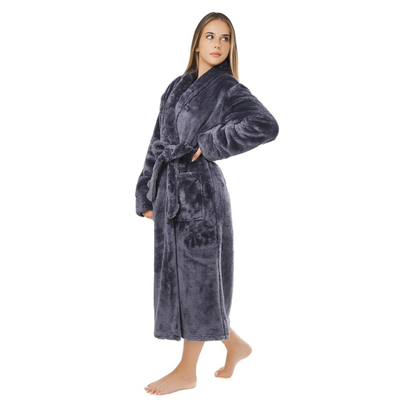 LEBENGOOD Ladies Coral Coral Fleece Winter Dressing Gown Cosy Microfibre