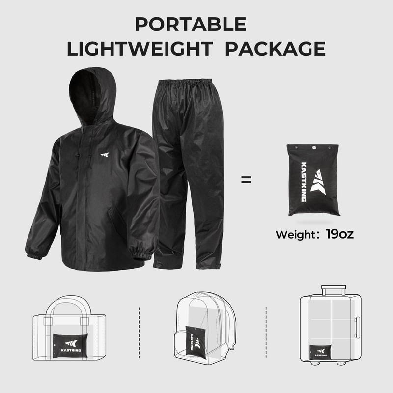 KastKing AquaLite Waterproof Rain Suit for Men and Women, Loose