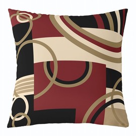 Feelyou Geometric Throw Pillow Covers 20"x20" Set of 1 Soft Geometry Brown Black Red Pillow Cases Cushion Covers for Living Room Bedroom Stripe Line Decorative Throw Pillowcases for Sofa Couch Chair