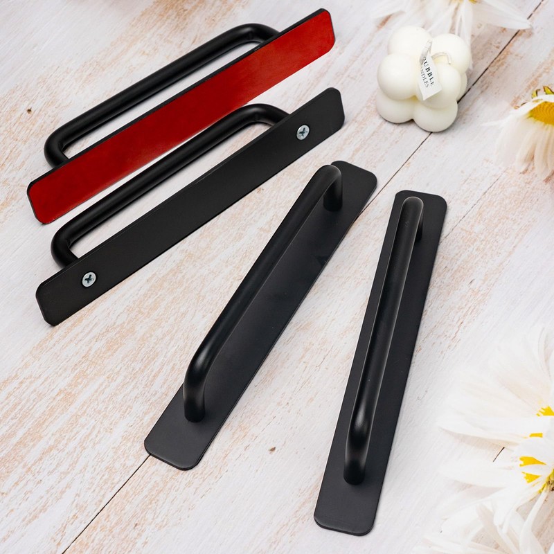 Koceci 4 PCS Adhesive Cabinet Handles, No Drilling Drawer Pulls,