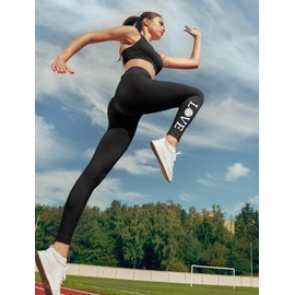 Tstars Volleyball Leggings for Women Teen Girls Gift for Fans Team Players Love Tights Legging Large Black