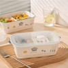 Ceramic Lunch Box with Compartment, Lunch Box with Lid, White