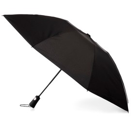 Totes - Paraguas plegable para hombre y mujer con cierre automático y diseño compacto, resistente al viento, Negro -, 43" Canopy, Paraguas de burbujas transparentes