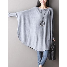 FTCayanz Women's Batwing Tunic Top Plus Size Blouse, gray