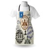 Lunarable Havana Apron, Travel Concept Passport Stamp Design of Cuban
