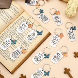 Misdary 12 Pcs Christian Keychain Gifts Inspirational Bible Verse Keychain Friend Mom Encouragement Spiritual Religious Bible Gifts for Men Womens Ideas Bible Verse Christian Keychain Accessories