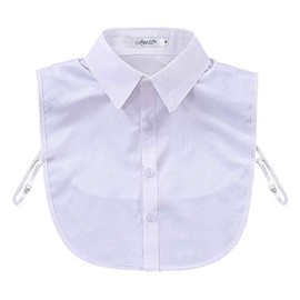 Joyci Men's Fashion OL False Collar Solid Color Lapel Half Shirt Fake Collar (White)