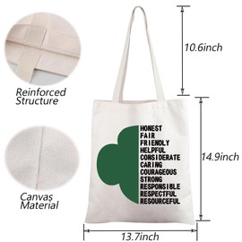 TGBJE Scout Gift Scout Leader Inspired Gift Girls Scout Canvas Tote Bag Girl Power Gift Scout Mom Gift Scout Life Handle Bag (Honest scout tote)