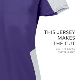 Augusta Sportswear Women's Standard Ladies Cutter Softball Jersey: Stylish and Lightweight V-Neck Tee Active Comfort, Purple/White, Medium