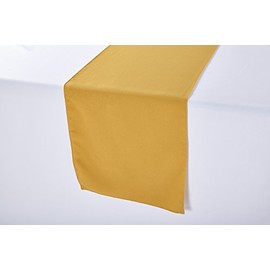 Zhen Linen Polyester Wedding Table Runner 14 x 84 Inches (Gold)
