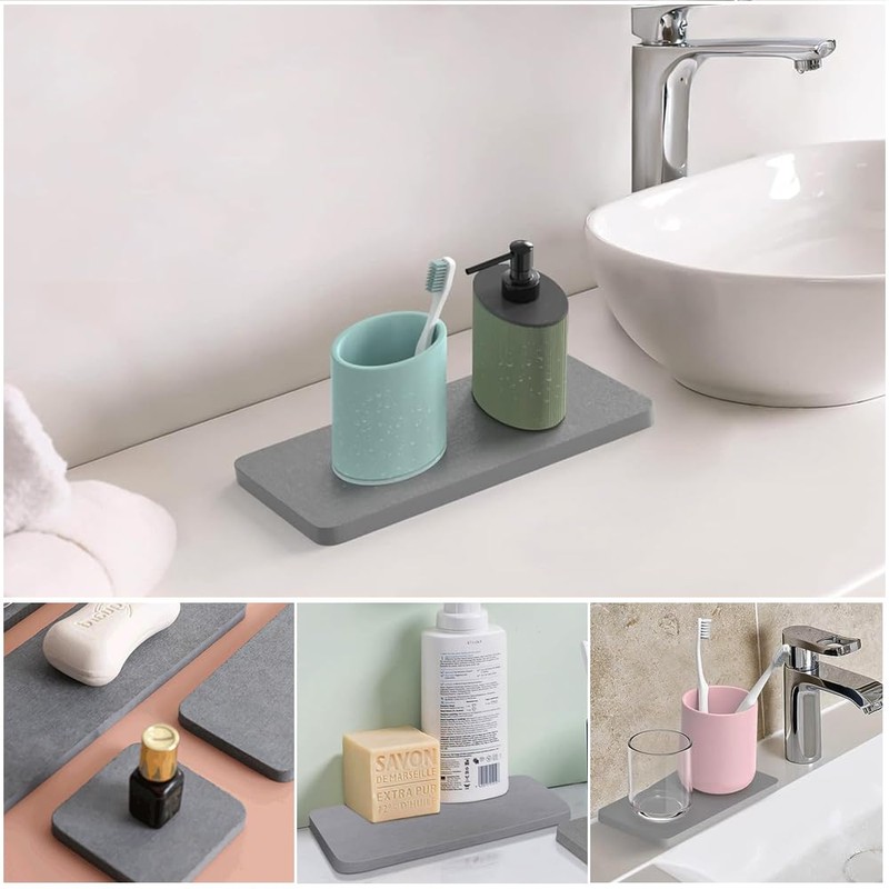 Pack of 5 Water-Absorbent Stone, Drying Stone, Diatomite, Soap Dish