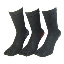 PAX Select Tenacity Series Socks that are Tear Resistant Even with Hard Wears, Reinforced Toe Cut, Five Toe Socks, Includes Cut, Set of 3 Pairs, Black