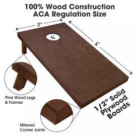 GoSports Regulation Size Wooden Cornhole Set with Brown Finish and Carry Bag