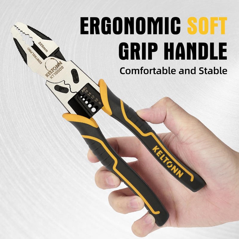 Fancytool Linesman Pliers Wire Stripper Crimper Cutter Combination Tool, 9"
