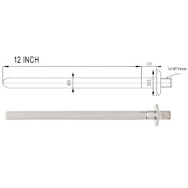 HOMHOK Tri-Clamp Stainless Steel with Diffusion Stone,2 Micron Aeration Stone,Carbonation Stone with 1/4" Female NPT CO2 inlet,1.5 Inch Tri clamp Size 12" Length