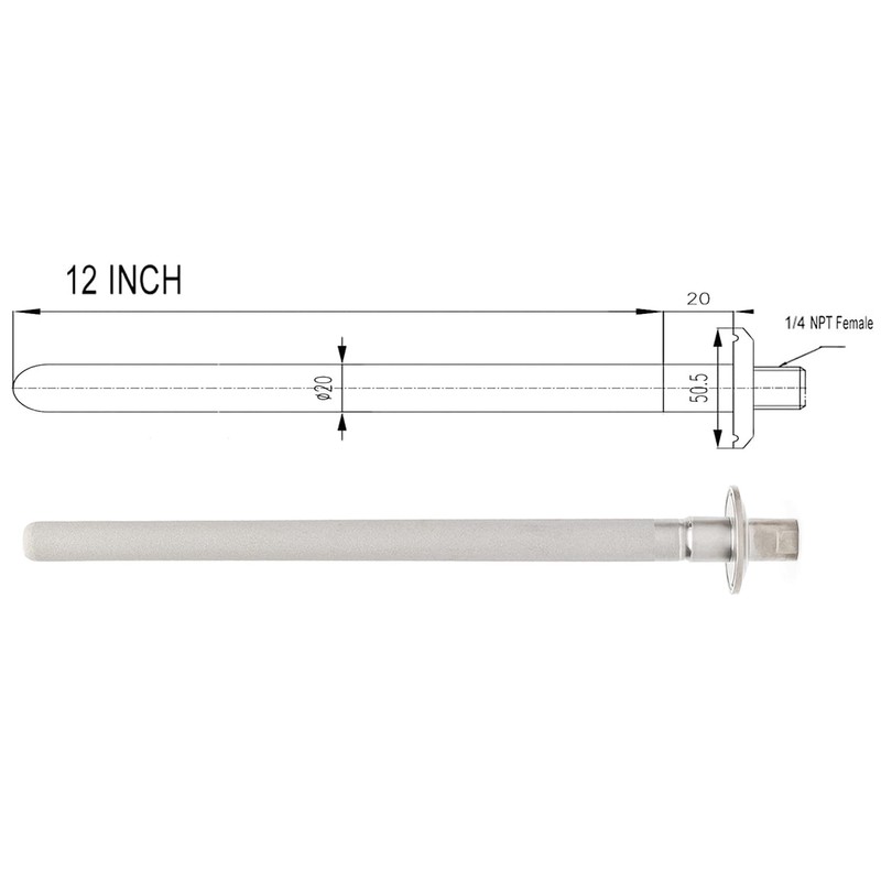 HOMHOK Tri-Clamp Stainless Steel with Diffusion Stone,2 Micron Aeration Stone,Carbonation