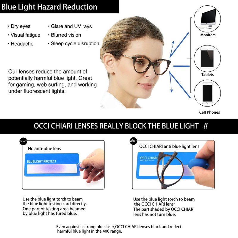 OCCI CHIARI Progressive Cateye Lady Reading Glasses Computer Reader blue
