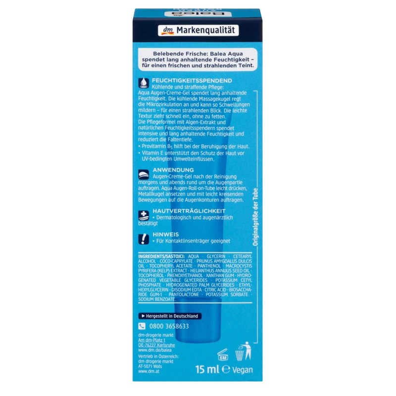 Balea Aqua Eye Roll-On Eyes, Pack of 4 (4 x