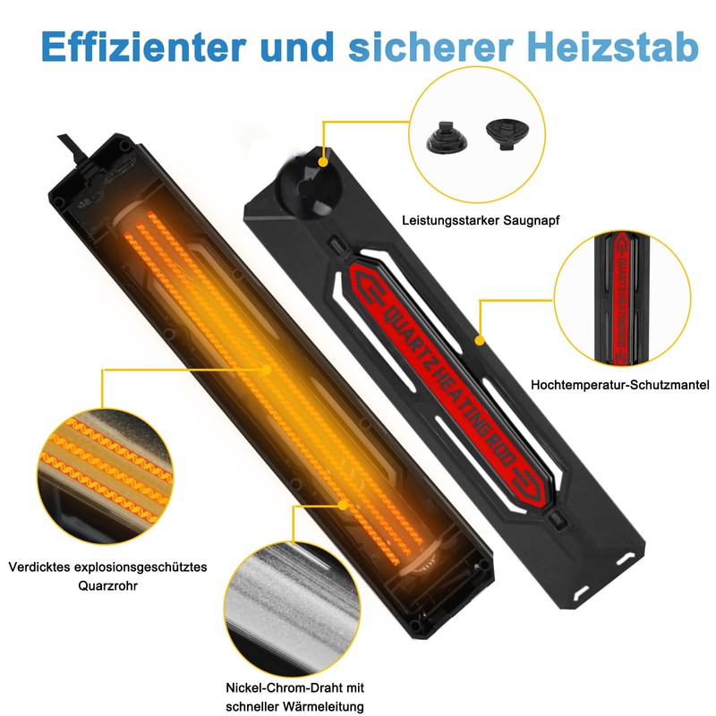 Aquarium Heater, 500 W Heating Rod Aquarium with Adjustable Temperature,