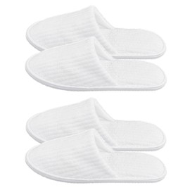 JZK 2 Pairs Large men disposable slippers white, unisex disposable slippers for guests for men women, hotel slippers washable, velvet closed toe slippers for spa, holiday