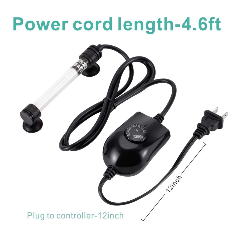 hygger 50W Mini Inline Quartz Glass Aquarium Heater with External