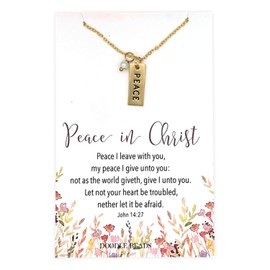 Peace Bar Necklace, Peace in Christ, Hope and Comfort Jewelry, Peace Necklace & scripture quote card, Peace I leave unto you, be not afraid