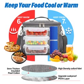 Macadamla Weinas Lunch bag for Women/Men,Insulated Lunch Cooler Bag for Adult,Collapsible Leakproof Lunch Bag with Adjustable Shoulder Strap for Work Office Picnic Beach Grey S New