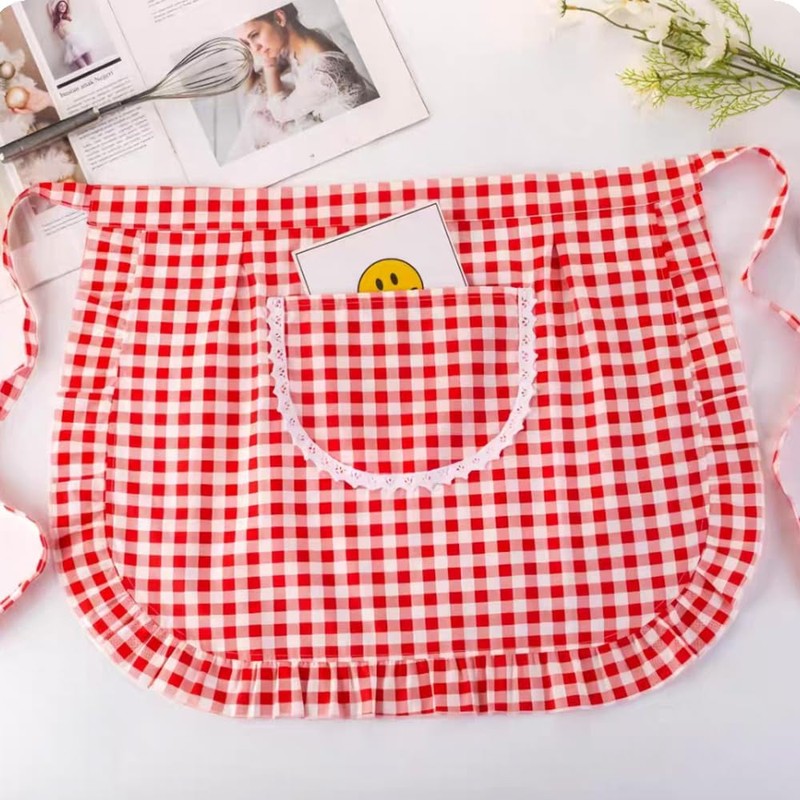 Love Potato Cotton Classic Check Waist Apron, Kitchen Cooking Restaurant