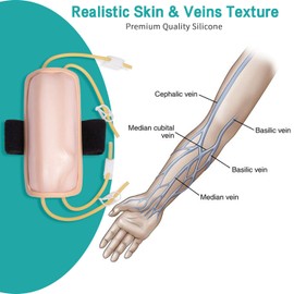 LVCHEN IV & Phlebotomy Practice Kit - Wearable Simulation Arm Training Pad Arm Model Gifts Professionals for Students to Practice for IV Phlebotomy Venipuncture Infusion | Educational USE ONLY