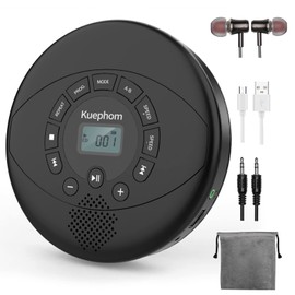 CD Player Portable,Discman Rechargeable,Walkman CD Player with Speaker, Headphones,CD-R,MP3 USB playable,Anti Skip CD Playing for car,Suitable for Personal or Multi-Users,Black