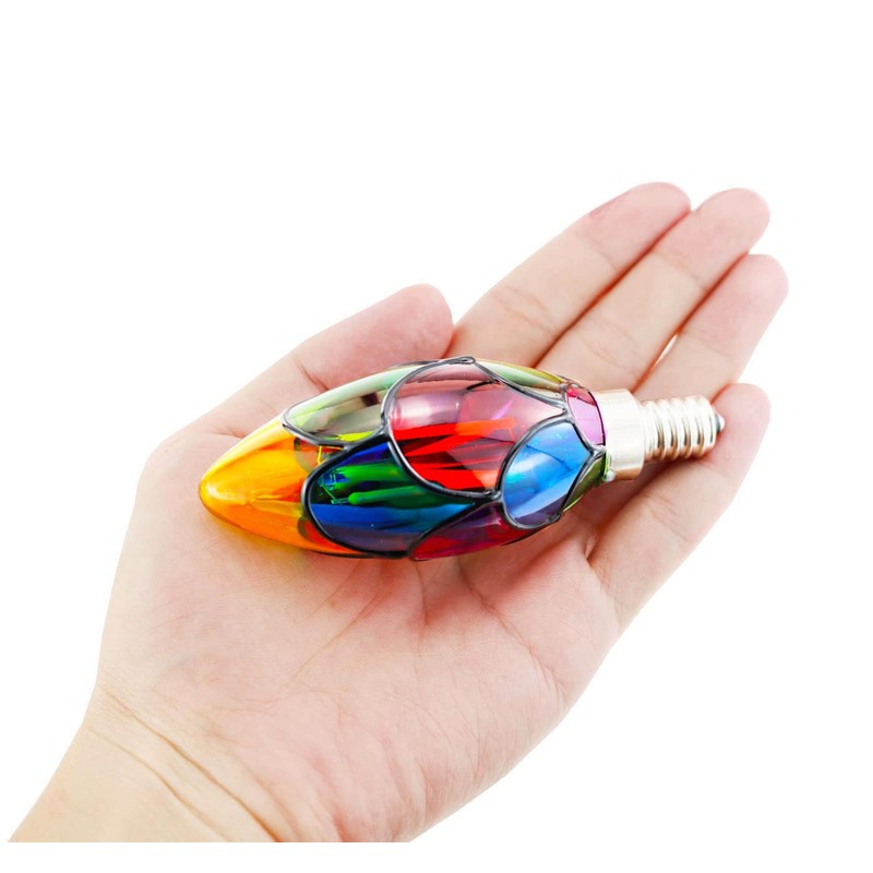 Greeogin Dimmable Stained Glass LED Edison Bulb, LED Color Bulb,C35