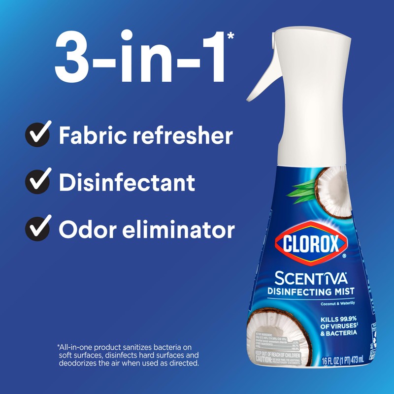 Clorox Scentiva Disinfecting Mist, Coconut and Waterlily, Refill, 16 Fluid